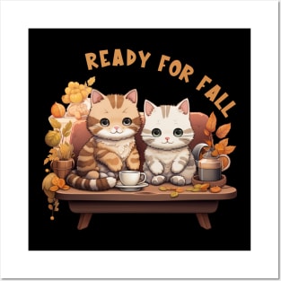 Two Kitties Ready For Fall Posters and Art